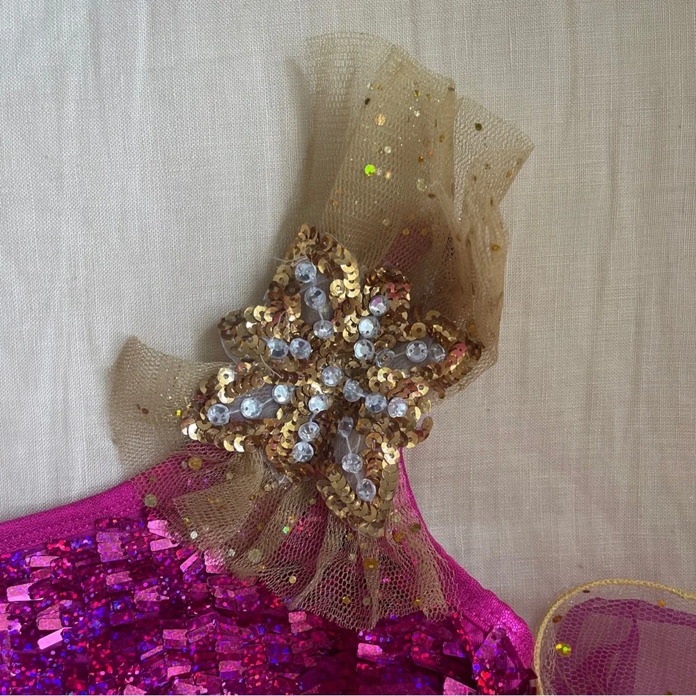 Curtain Call E909 Costume Dance SZ CSM Gold Pink Tutu Ballet Competition